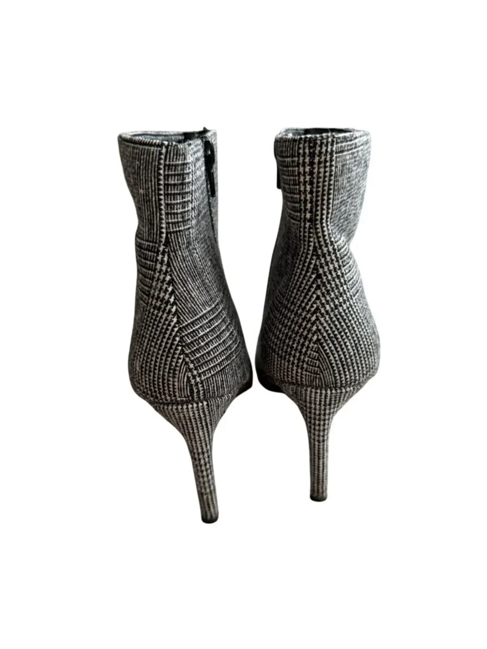 RED DELICIOUS Gray Glenplaid Fabric Booties Boots Size 8